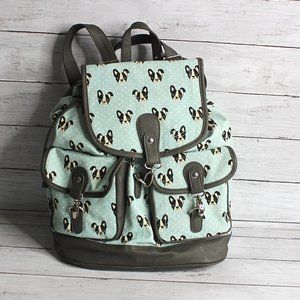 Candie's Women's Canvas Backpack Bucket Handbag Boston Terrier Dogs